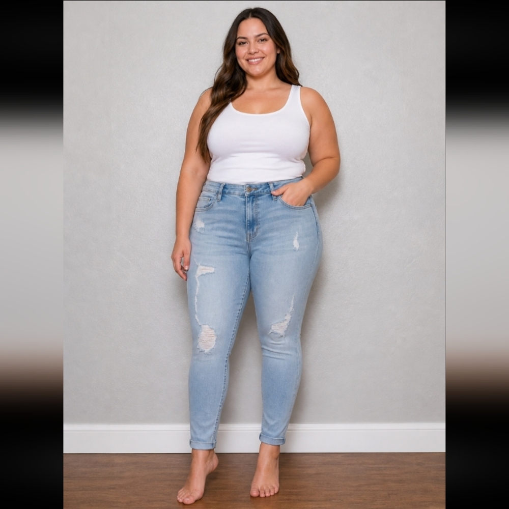 HOLLISTER High Rise Super Skinny Classic Stretch Distressed Jeans 9S